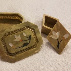 Flowered Marble Trinket Boxes